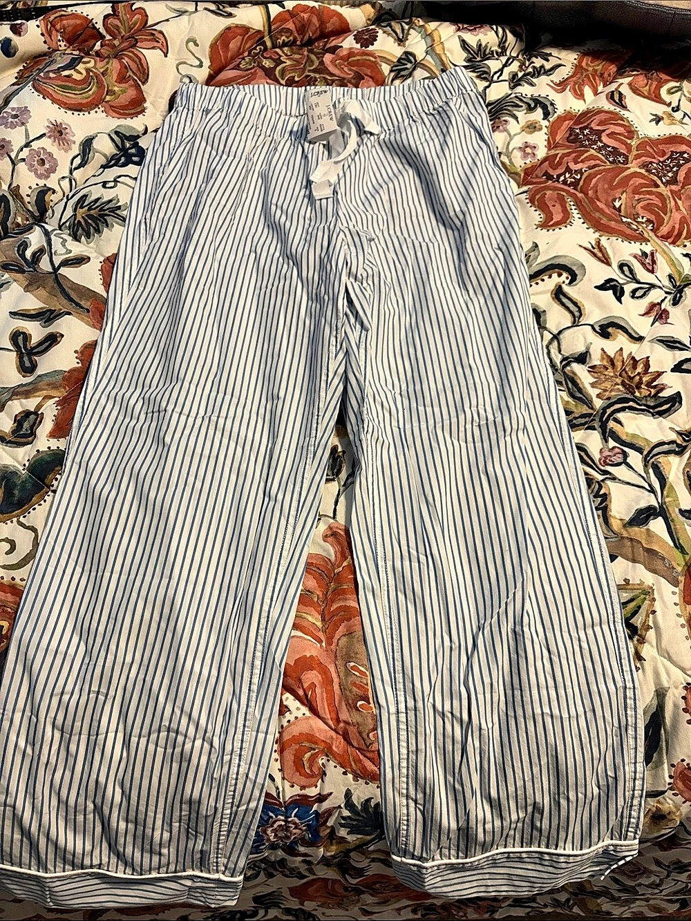 J.Crew Classic Pajama Pant in Cotton Poplin Blue & White